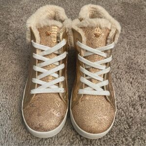 Juicy Couture Girls High Top Gold glitter Sneakers